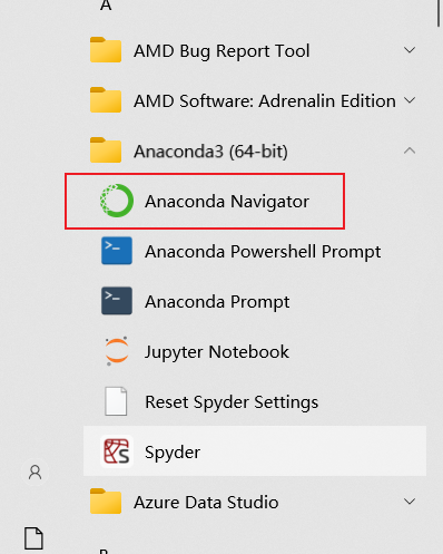 开始菜单打开Anaconda Navigator