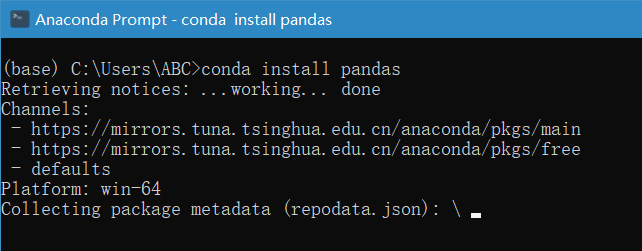 安装pandas库