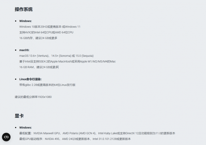C4D配置要求
