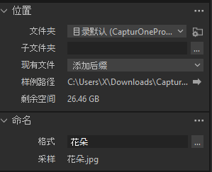 导出位置与命名
