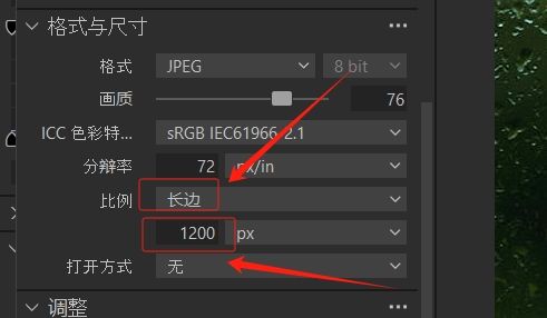 调整导出尺寸