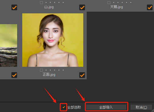 全部导入至操作界面