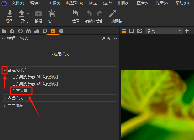 查找自定义预设