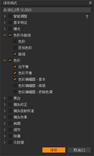保存样式类型