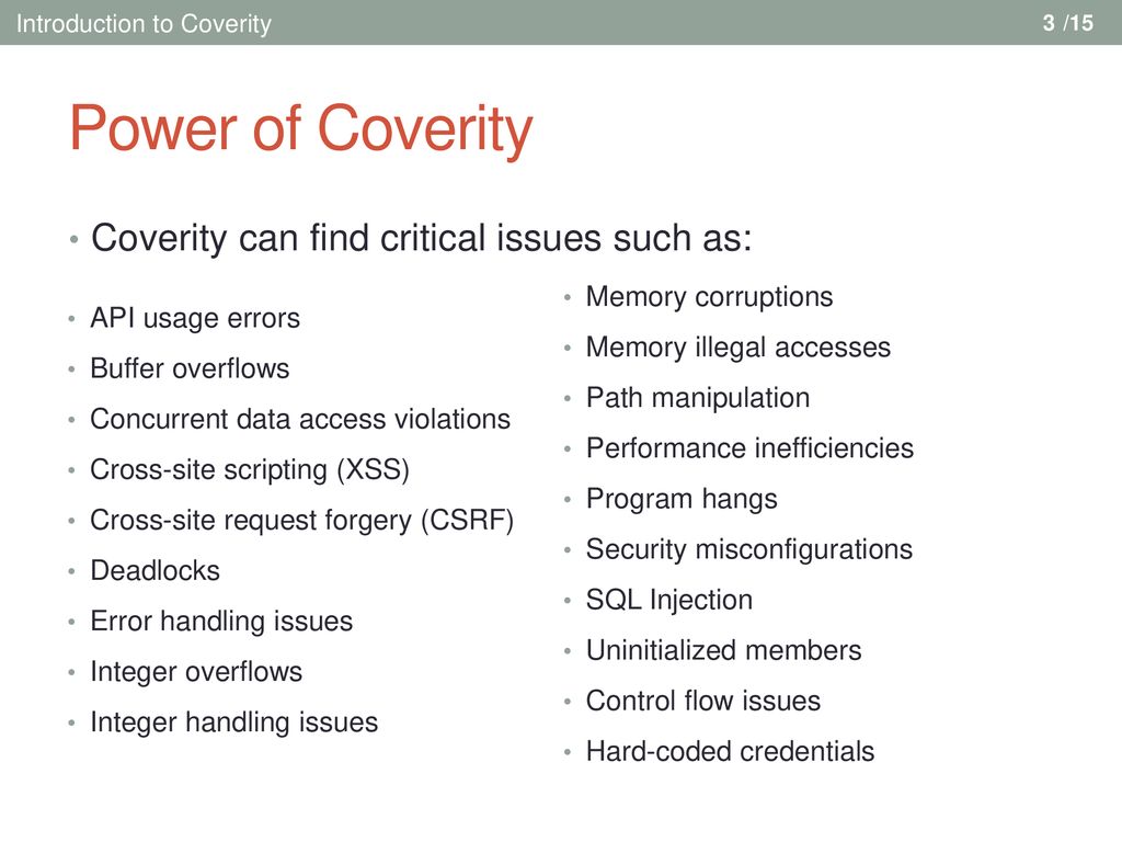 Coverity的评估标准是什么