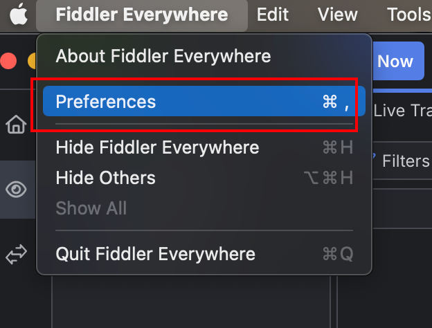 打开Fiddler设置项