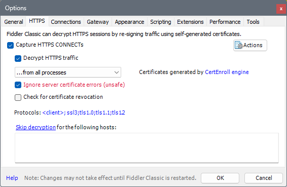 开启捕获HTTPS流量,并设置HTTPS解密