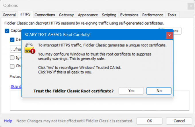 开启Fiddler解密HTTPS流量
