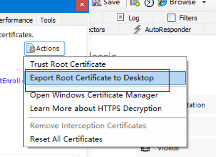 Fiddler将证书导出到本地保存
