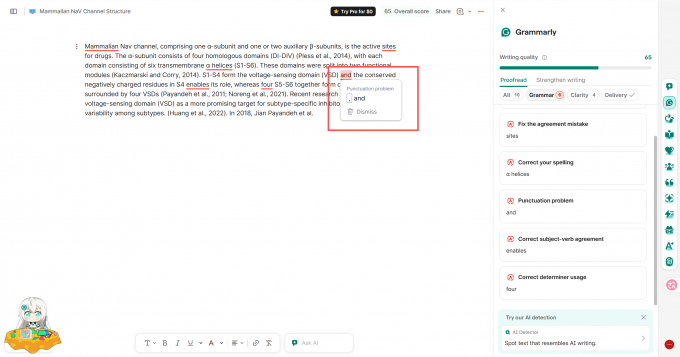 图片1:Grammarly在线检查纠错