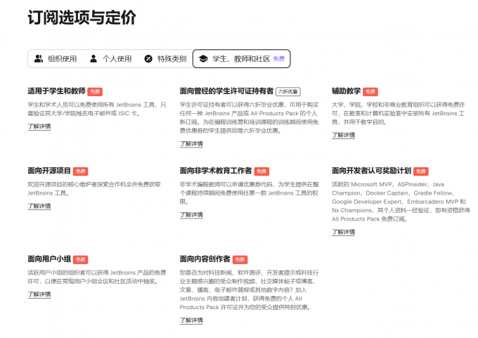 IDEA订阅选项和定价