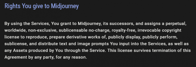 用户给予Midjourney的权益