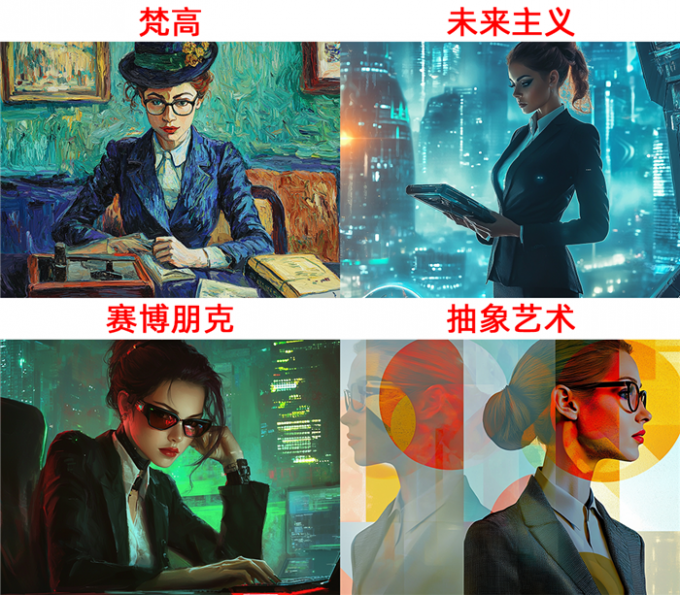 四种艺术风格效果展示