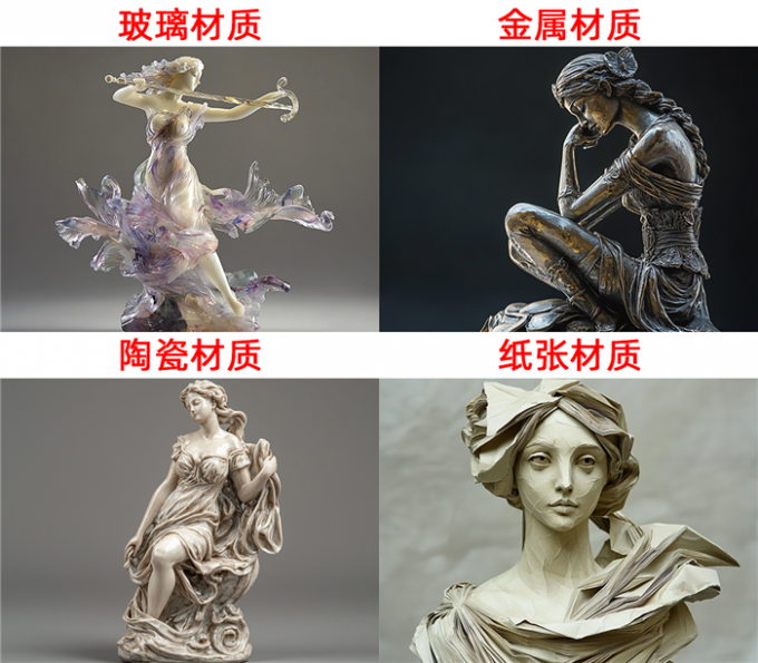 四种材质绘图效果展示