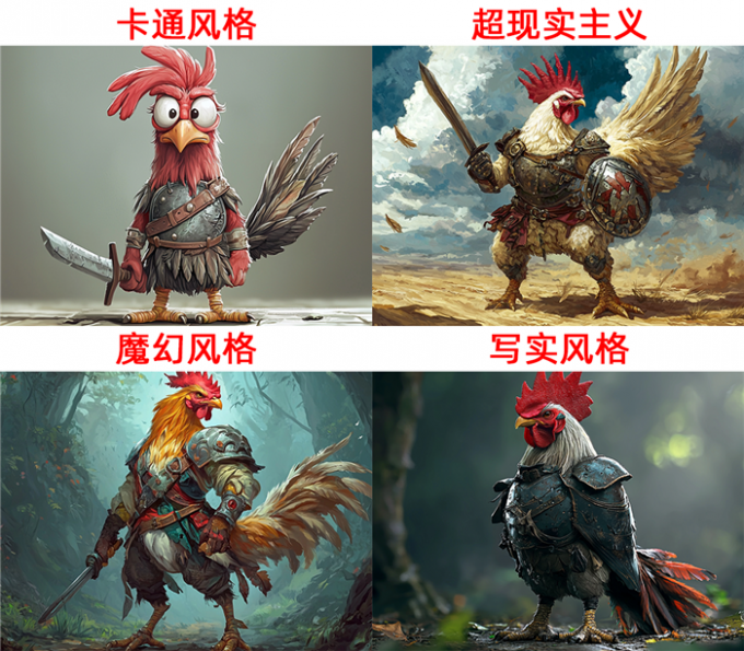 四种二次元风格效果展示