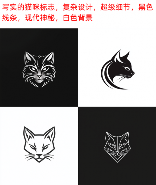 生成神秘感猫咪LOGO效果展示