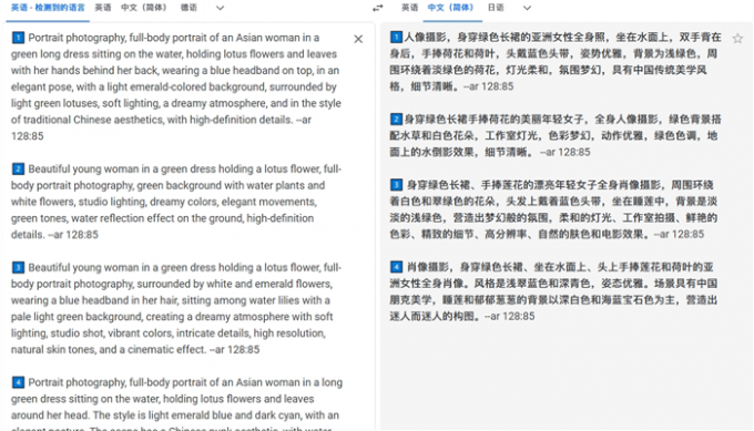 翻译描述结果