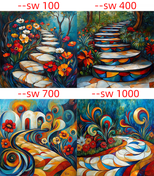 四种参考风格权重效果展示