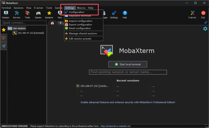 打开MobaXterm的设置界面