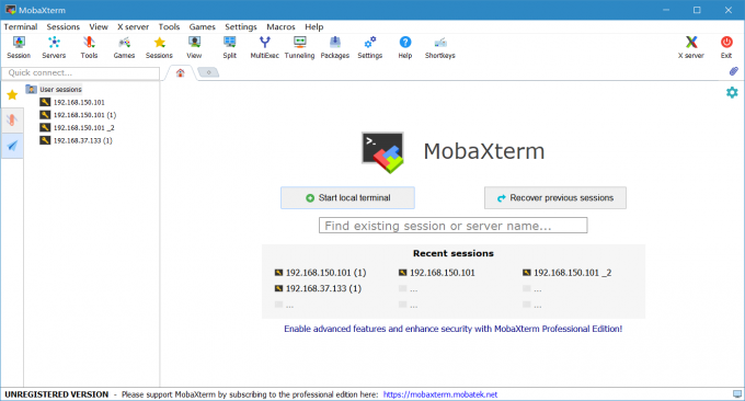 MobaXterm主界面