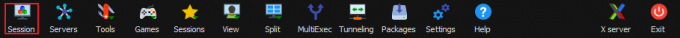 在MobaXterm的Button Bar找到Session按钮
