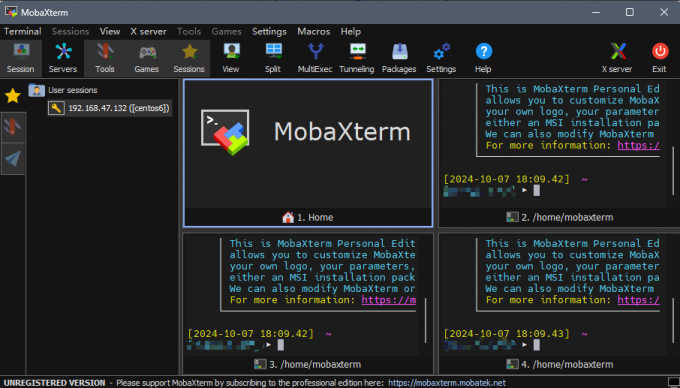MobaXterm支持多标签