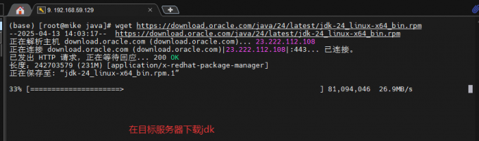 通过MobaXterm在目标服务器上下载JDK安装包