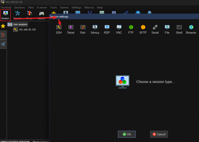 在MobaXterm中打开 SessionSetting面板