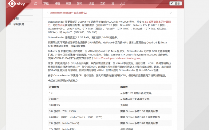 OC渲染器硬件支持要求