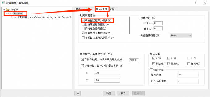 取消勾选“裁去图层框架外数据”选项