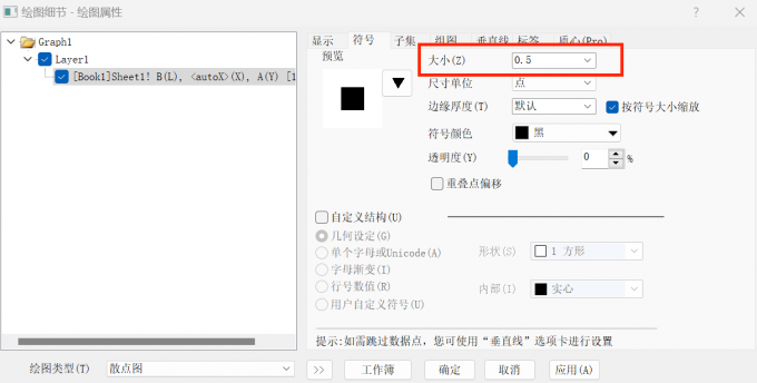 调整数据点位的大小