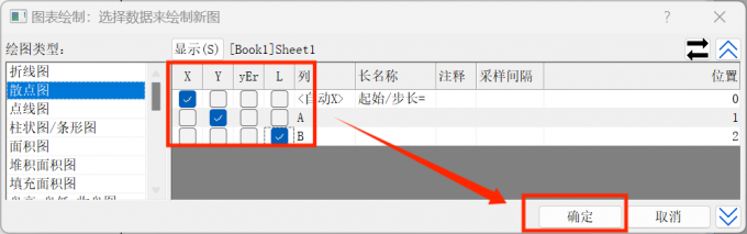 选择设置图表绘制的变量数据