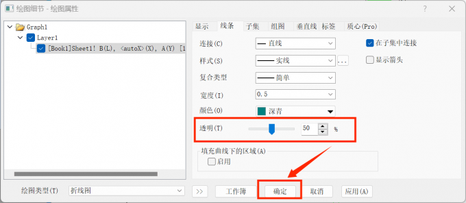 在绘图属性界面调整颜色的深浅