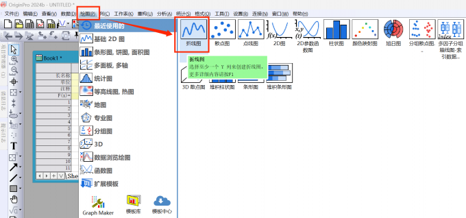 选择绘制折线图