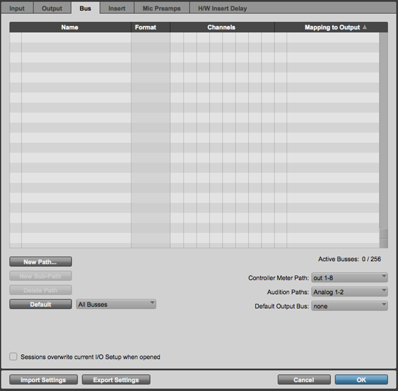 单击 “Default” 以默认“Insternal Software Busses的 I/O 设置