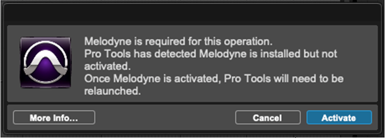Melodyne 已安装但未获得许可