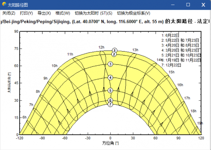 在气象站点设置界面查看太阳路径图