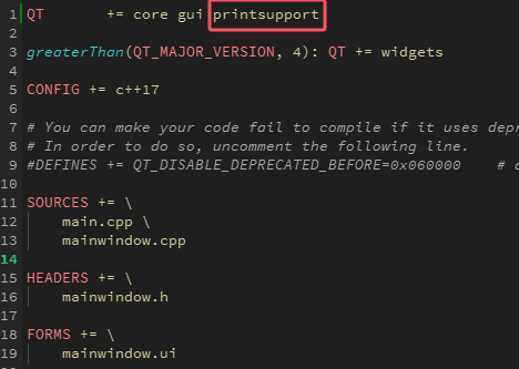 添加printsupport支持