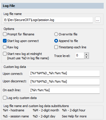 SecureCRT的LogFile选项