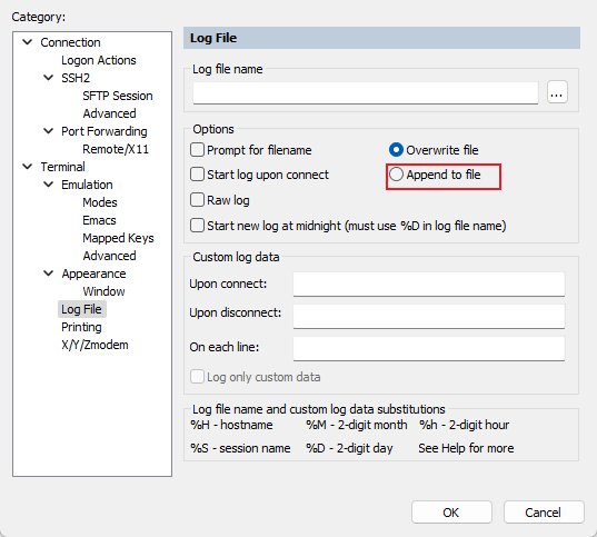 开启日志追加功能