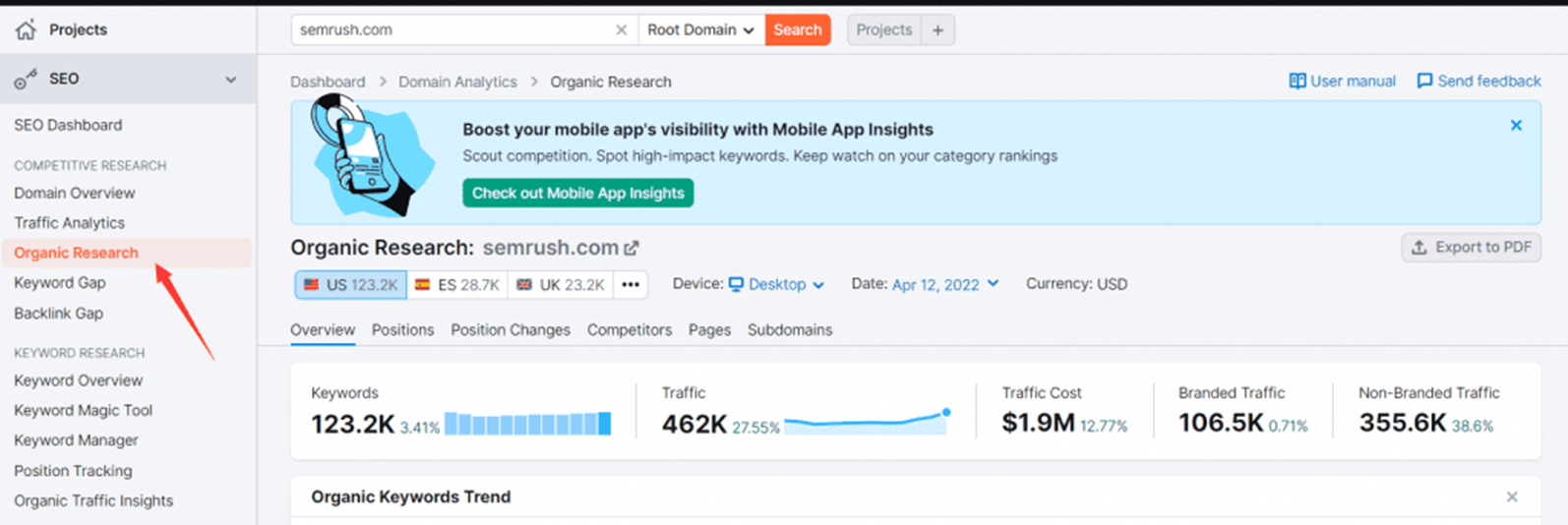 如何使用Semrush的仪表板