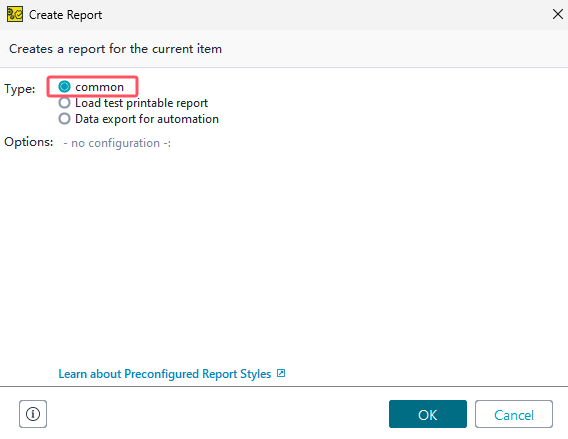 选择自定义报告