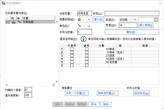 定义变量属性界面