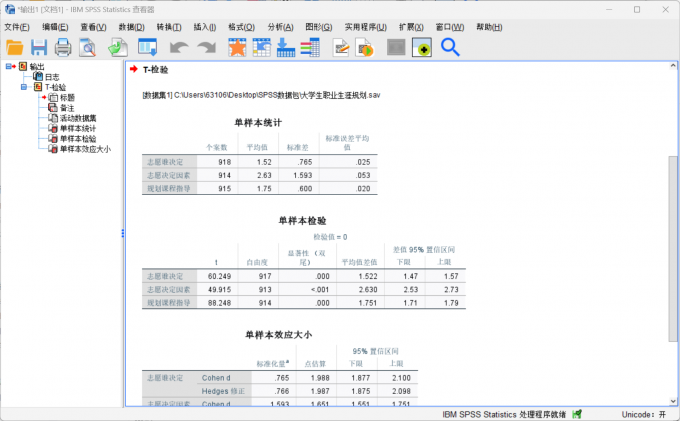 得到数据分析的检验结果