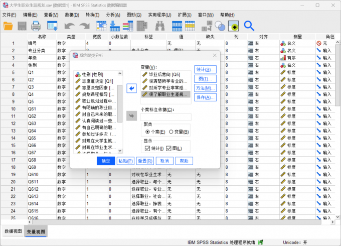 将需要分析的数据变量添加到变量栏目中