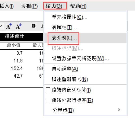 编辑页面的表外观模块