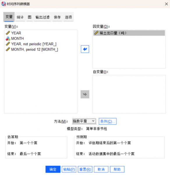 稀土出口量作为因变量