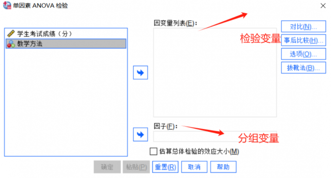 检验变量和分组变量