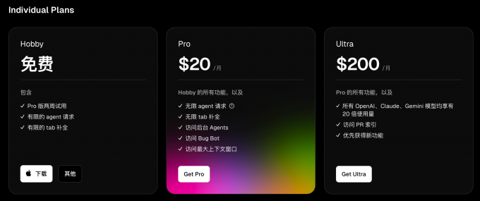 Cursor定价方案