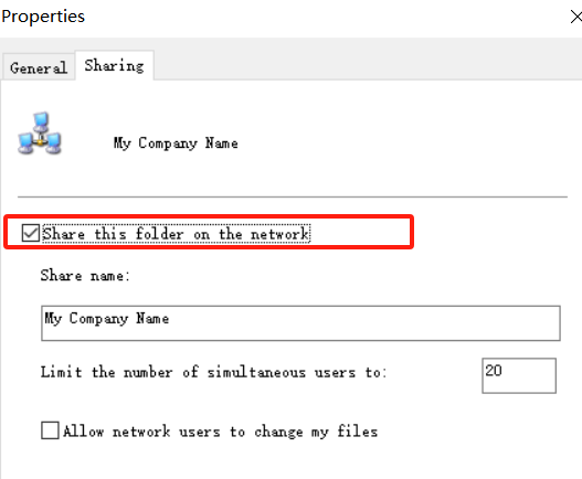 在网络上共享此文件夹